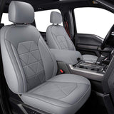 LUCKYMAN CLUB Custom Seat Covers Fit for 2015-2020 F150 Crew Cab, 2017-2020 F250 F350 F450 Superduty Crew Cab with Faux Leather (F1-Gray )