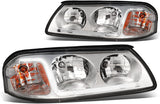 DNA Motoring HL-LB-CI00-BK-AM Black Amber Headlights With LED Day Running Light Bar Replacement For 00-05 Impala