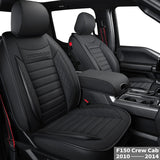 LUCKYMAN CLUB F150 Seat Covers Custom Fit for 2015-2021 F150 Crew Cab, and 2017-2021 F250 F350 Crew Cab with Faux Leather (Black & Red)