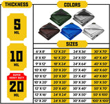 Core Tarps Extreme Heavy Duty 20 Mil Tarp Cover, Waterproof, UV Resistant, Rip and Tear Proof, Poly Tarpaulin with Reinforced Edges for Roof, Camping, Patio, Pool , Boat (Green/Black 40′ X 40′)