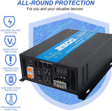 TVNIKD 2500Watt Pure Sine Wave Inverter Solar Inverter DC 12V to AC 120V Power Converter with Various outlets for Home RV Truck Off-Grid Solar