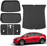 Xipoo Fit Tesla Model Y Frunk Mat Trunk Liner Floor Mats TPE Cargo Mat Backrest Mat for 2022 2021 2020 Tesla Model Y 5 Seater Accessories (Set of 9 Mats)