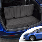 powoq Fit Tesla Model Y Trunk Mat Floor Mats Cargo Mat Cargo Liner Floor Liner Trunk Liner for 2020 2021 2022 Tesla Model Y 5-Seater Accessories (Four Trunk Mats + Floor Mats)