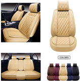 OASIS AUTO OS-009 Leather Car Seat Covers, Faux Leatherette Automotive Vehicle Cushion Cover for 5 Passenger Cars & SUV Universal Fit Set for Auto Interior Accessories (Front Pair, Black)