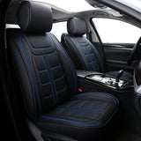 Coverado Car Seat Covers, Waterproof Faux Leather Line Pattern Automotive Vehicle Cushion Protector, Universal Fit for Most Cars Sedan SUV Pickup Truck(Full Set, Red)