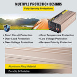 VEVOR Pure Sine Wave Inverter, 2000 Watt Power Inverter, DC 12V to AC 110V Car Inverter, with LCD Display 5V USB Port AC Outlets (GFCI) Power Converter for Car, RV Truck, Solar System, Travel Camping