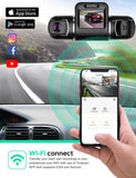 Dual Dash Cam Car Dash Camera 1080P 1440P Front and Rear 330° HD Angle Lens Recording G-Sensor APP WiFi Control Night Vision 24hr Motion Detection(with Car Mount Bracket), Support 128GB SD Card