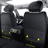 LUCKYMAN CLUB R05-A4 Faux Leather Water Proof Seat Covers, Fit for 2014-2021 Tundra Crew Cab CrewMax Double Cab Pickup Truck with Center Console Cover(Full Set, Black&Blue)