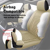 LEIOIAIY Car Seat Cover Front Set Beige Leather Car Seat Covers Auto Cushion Covers Universal Fit for Cars SUV Automotive Interior Accessories (2-Pcs Full Set, Beige)