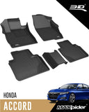 3D MAXpider All-Weather Floor Mats for Honda Accord 2018-2022 Custom Fit Car Floor Liners, Kagu Series (1st & 2nd Row, Black)