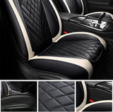 FREESOO Car Seat Cover Full Set, Leather Seat Covers Auto Accessories Waterproof Universal Fit for 5 Seats Sedan SUV Pick-up Truck (Beige 13)