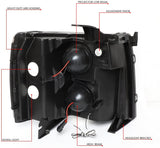 DNA Motoring HL-HPL-CSIL07-G2-BK-AM Black Projector Headlights With 3D LED Running Light Replacement For 07-14 Silverado