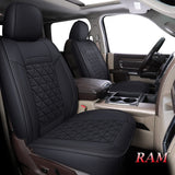 Coverado Car Seat Covers Full Set, Dodge RAM Seat Cover Waterproof Leather Protector Fit 2009-2022 1500 2010-2022 2500 3500 Truck Pickup CrewCab with Curved Back Bench, Black