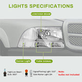 AUTOSAVER88 Headlight Assembly Compatible with 1998 1999 2000 2001 2002 2003 2004 Dodge Dakota 98-03 Dodge Durango Headlamp Replacement Clear Lens