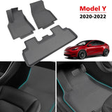 TAPTES All-Weather Floor Mats for Tesla Model Y 2021 2022 Accessories Custom Fit TPE Car Floor Liners Cargo Tray Trunk Waterproof Floor Mats Black Snowproof(1st & 2nd Row, Black)
