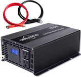 aeliussine 1000w Inverter Pure Sine Wave Power Inverter 12v dc to ac 110v 120v with 2 US Socket, LCD Display and Earth Terminal, for Car RV, Truck, Yacht, and Off Grid Solar Power System (1000w 12v)