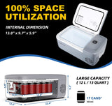 SetPower 12 volt Refrigerator, Portable Fridge and Freezer, 12V Compressor Cooler, Car Cooler for Camping, Traveling, 12/24V DC 110/240V AC, 0℉~50℉, 12L/13 Quarts