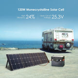 ALLPOWERS 120W Portable Solar Panel Charger 20V Monocrystalline Foldable Solar Panel Kit with MC-4 Output Solar Charger for RV Van Power Station Outdoor Camping Off Grid