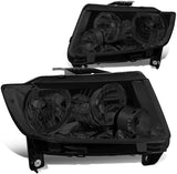 DNA Motoring HL-OH-GCH11-SM-CL1 Smoked Lens Headlights Replacement For 11-13 Grand Cherokee