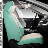 Zrona03 Leather Car Seat Covers for 5 Passenger Cars, Faux Leatherette Automotive Vehicle Cushions Covers, SUV Universal Fit Set for Auto Interior Accessories (Tiffany Blue & White)