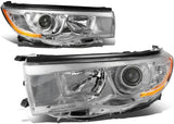 DNA Motoring HL-OH-THI14-SM-CL1 Smoke Lens Clear Corner Projector Headlights Replacement For 14-16 Highlander