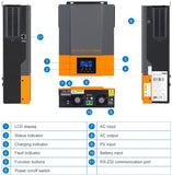 PowMr 2400W Solar Hybrid Inverter 24VDC to 220-230VAC,Built in 80A MPPT Solar Charge Controller,Off-Grid Pure sine Wave Inverter,Work with 24V Lead Acid & Lithium Battery,Solar Power Utility Generator