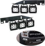 iJDMTOY Lower Bumper Opening Fit 120W LED Fog Light Kit Compatible With 2017-up Ford Raptor, Includes (6) CREE LED Pod, Metal Mounting Brackets & On-Off Switch Relay Wiring