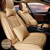 Muchkey Waterproof PU Leather Car Seat Cover Full Set Fit for Cars SUV Pick-up Truck Universal Front+Rear Cushion, Airbag Compatible, Luxury, Black-red