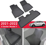 TAPTES All-Weather Floor Mats for Tesla Model Y 2021 2022 Accessories Custom Fit TPE Car Floor Liners Cargo Tray Trunk Waterproof Floor Mats Black Snowproof(1st & 2nd Row, Black)