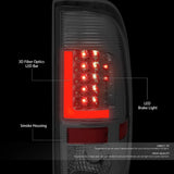 DNA Motoring TL-F25008-LED-3D-CH-SM Pair of 3D LED Bar Tail Lights Compatible with 08-16 F-250-F-550 SD / 09-16 F-350 F-450/15-16 F-550, Chrome/Smoke