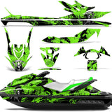 Wholesale Decals Jet Ski Graphics kit Sticker Decal Compatible with Sea-Doo GTI SE130 2011-2019 - Reaper V2 Green