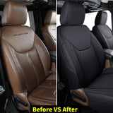 Coverado Wrangler Seat Covers, Waterproof Leather Seat Protectors Customized Fit Full Set, Compatible with 2007-2017 Jeep Wrangler JK Unlimited 4-Door, Fit Sahara Sport X Rubicon(Full Set, Black)