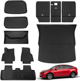 Xipoo Fit Tesla Model Y Trunk Mat Floor Mats Cargo Mat Cargo Liner for 2020 2021 2022 Tesla Model Y Accessories (Four Trunk Mats + Floor Mats)