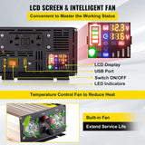 VEVOR Pure Sine Wave Inverter, 2000 Watt Power Inverter, DC 12V to AC 110V Car Inverter, with LCD Display 5V USB Port AC Outlets (GFCI) Power Converter for Car, RV Truck, Solar System, Travel Camping
