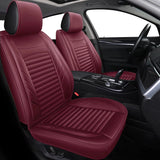 LEIOIAIY Car Seat Cover Full Set Wine Red Leather Car Seat Covers Auto Cushion Covers Universal Fit for Cars SUV Automotive Interior Accessories (5-Pcs Full Set, Wine Red)