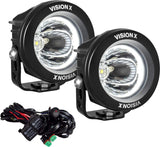 Vision X Lighting (XIL-OPRH115KIT) Optimus Round Halo 1, 10W LED, Emark Approved, 15 Degree Narrow, 2 Light Kit, Black