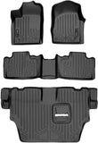 SMARTLINER Floor Mats 3 Row Liner Set Black for 2013-16 Dodge Durango with Front Row Dual Floor Hooks and 2nd Row Bench Seat