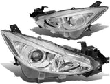 DNA Motoring HL-OH-MM314-CH-CL1 Chrome Housing Clear Corner Projector Headlights Replacement For 13-17 3