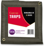 Heavy Duty Waterproof Canvas Tarp by CCS CHICAGO CANVAS & SUPPLY – Extra Durable Multipurpose Camping Tarp Cover with Rustproof Grommets for Industrial & Commercial Use, Olive Drab, 12 by 24 Feet