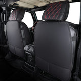 Aierxuan Jeep Wrangler JK JL 4-Door Seat Covers Full Set Custom Fit 2007-2022 Unlimited X Rubicon 392 Sahara Willys Sport High Altitude 4X4 Truck Pickup Waterproof Leather Cushions(Full Set/Black-R)