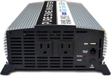 GoWISE Power 1000W Pure Sine Wave Inverter 12V DC to 120V AC with 2 AC Outlets + 1 5V USB Port, 2 Battery Cables, and Remote Switch (2000W Peak) PS1002, Updated Model, Grey, Standard