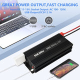 DOCOSU 3000 Watt Power Inverter with 3 AC Outlets DC 12V to AC 120V Out for Home Camping Outdoor Power Converter Supply Car RV Truck Boat 3000 Watts Modified Sine Wave Car Inverters Charger