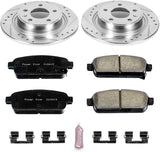 Power Stop K5552 Rear Z23 Carbon Fiber Brake Pads with Drilled & Slotted Brake Rotors Kit