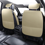 LEIOIAIY Car Seat Cover Front Set Beige Leather Car Seat Covers Auto Cushion Covers Universal Fit for Cars SUV Automotive Interior Accessories (2-Pcs Full Set, Beige)