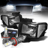 DNA Motoring HL-OH-F1509-BK-AM Pair of Black Amber Headlights Replacement Compatible with 09-14 F-150