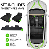 Tesla Model Y Floor Mats 2021 - 2022 Ultimate All Weather Waterproof 3D Floor Liners - Black Interior Accessories No Logo by HEA