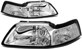 DNA Motoring HL-OH-FM99-BK-AM Black Amber Headlights Replacement Compatible with 99-04 Mustang