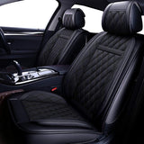 OASIS AUTO OS-009 Leather Car Seat Covers, Faux Leatherette Automotive Vehicle Cushion Cover for 5 Passenger Cars & SUV Universal Fit Set for Auto Interior Accessories (Front Pair, Black)