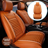 Maimeilong Luxury Leather Car Seat Covers Fit for GX 460 GX460 2021 Seat Cover Protector Waterproof Scratchproof Non-Slip Compatible with Airbag Full Set Coffee, 5 seat covers & pillows