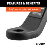 CURT 45460 Commercial Duty Forged Trailer Hitch Ball Mount, 2-1/2-Inch Receiver, 20,000 lbs, 1-1/4-Inch Hole, 8-Inch Drop